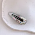 Pinza para el cabello de metal plateado para niños y mujeres, diseño de lunares elegante y moda. - Pinza de Pelo de Gota de Agua con Lunares