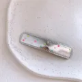 Pinza de pelo metálica plateada con puntos de colores, linda pinza BB coreana para el cabello. - Pinza de Pelo Cuadrada con Lunares
