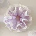 Coletero de encaje morado y blanco con perlas, accesorio para el cabello de estilo coreano. - Encaje Púrpura