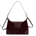 Vintage PU Suede Patchwork Shoulder Bag Women Retro Chic Underarm Bag Elegant Daily Purse - No Pendant / Red