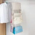 Organizzatore per Borse Sospeso in Tessuto Beige Variante Armadio Guardaroba - Taglia L / Bianco avorio