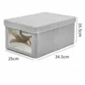 Foldable fabric shoe storage box with clear front window, grey dustproof sneaker organizer bin. - 25x34.5x16.5cm / Gray