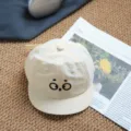 Süße Kinder Baseballcap mit großen Augen Sommer Sonnenschutz lustiges Design Kleinkind Hut - 2-5 Jahre (Ref Kopfumfang 46-50cm) / Gebrochenes Weiß