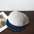 Kinder Karo Baseballmütze mit Jeanskrempe, stylischer Herbst Sonnenschutz Hut für Jungen und Mädchen. - 3-6 Jahre (Kopfumfang 49-53cm) / Grand A Beigeweiß