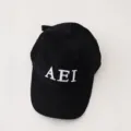 Black corduroy children baseball cap detail view, featuring white embroidered letter AEI front. - 3-10 Years / Big A Style / Black