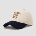 Süße Kinder Baumwolle Baseball Cap mit Bär Patch und kontrastfarbenem Schirm für Frühling. - 3-10 Jahre (Kopfumfang 50-54cm) / Gebrochenes Weiß