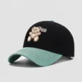 Kinder süßer Bär Baseballcap Herbst dünne Baumwolle Sonnenhut Jungen Mädchen Hip Hop - 3-10 Jahre (Kopfumfang 50-54cm) / Schwarz