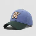 Kinder süße Bär Baseball Cap, blau und grün Farbblock Design, Baumwolle lässige Sonnenkappe. - 3-10 Jahre (Kopfumfang 50-54cm) / Blau