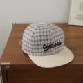 Gorra De Beisbol Visera Plana Cuadros Nino Nina Primavera Deportes Aire Libre Sombrero - 54cm Ajustable Para 6-12 Años / Goodkids Beige Con Ala Blanco Leche