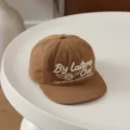 Gorra de béisbol infantil ala plana estilo coreano hip hop streetwear detalle marrón - 3-8 Años (Circunferencia de Cabeza 50-54cm) / Caqui