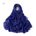Blue glitter chiffon hijab long scarf, elegant shimmering head wrap for women, fashionable daily wear. - Royal Blue