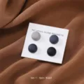Round hijab magnets 4pcs set strong magnetic scarf pins clothing accessories black grey - Black Set (4 Pieces)