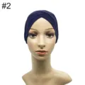 Bonnet turban modal croise elastique pour femmes accessoire quotidien bleu fonce chic - Bleu foncé