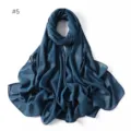 Shimmer chiffon hijab scarf detail view, elegant gold glitter design, lightweight fabric. - Dark Blue
