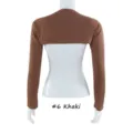 Manchettes bolero en coton modal, manches de protection solaire kaki vue de détail. - Kaki (#6)