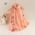 Leichtes florales besticktes Damen Tuch weicher atmungsaktiver Pfirsich rosa Schal Sommer - 3#