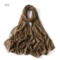 Brown sparkly chiffon hijab detail, beautiful shimmer long scarf fabric close-up display. - 12# Brown