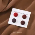 Round colorful strong magnetic hijab pins set, 4 pieces wine color scarf accessories detail. - Wine Red Set (4 Pieces)