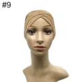 Modaler Kreuz Stirnband Hijab Mütze, dehnbare Unterziehmütze für Damen Alltag und muslimischen Stil. - Khaki