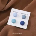 Round macaron hijab magnets set, 4pcs blue magnetic pins for scarves and shawls securely. - Blue Set (4 Pieces)