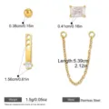 Stainless steel gold piercing jewelry size specification chart with detailed component measurements. - DIY Detachable Earring Set (JDE0206060)