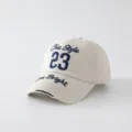 Retro gewaschene bestickte Baseballcap fuer Damen und Herren, modische Baumwoll Sonnenschutzkappe. - 50-52cm / Beige