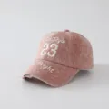 Vintage gewaschene rosafarbene Baseballkappe mit Stickerei für modische Frühlingskleidung. - 50-52cm / Rosa