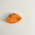 Orange cotton bucket hat for kids, casual solid color sun hat for spring and autumn. - 49-52cm / Orange