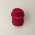 Kids retro washed baseball cap with embroidered letters, stylish streetwear sun hat for boys and girls. - 50-53cm / Bright Red