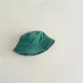 Detail shot of a green washed cotton bucket hat, showing fabric texture and brim design closely. - 49-52cm / Dark Green