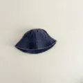 Solid color washed cotton kids bucket hat detail, soft fabric, cute sun protection daily wear. - 49-52cm / Navy Blue