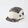 Kinder Cord Kappe mit Leopardenmuster und Stern Stickerei, modische Herbst Baseball Cap. - 50cm Verstellbar Passend Für 1-3 Jahre / Leopardenmuster mit Stern / Creme