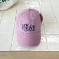 Purple distressed embroidered letter baseball cap, casual versatile sunshade sun hat for kids. - 54cm Adjustable For 6-12 Years / Deep Pink