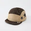 Kinder Cord Leopard Baseballcap mit Sternenstickerei, weiche Krempe Herbst Mütze. - 50cm Verstellbar Passend Für 1-3 Jahre / Leopardenmuster mit Stern / Beige