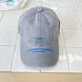 Kinder gewaschene graue Destroyed Baseballkappe mit blauen Stickereien fuer den Herbst. - 54cm Einstellbar Für 6-12 Jahre / Grau