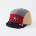 Farbblock Cord 5-Panel Baseballkappe, modischer Streetwear lässiger Entenschnabelhut. - 50cm Verstellbar Passend Für 1-3 Jahre / M Logo Karmesinrot - Marineblaue Krempe
