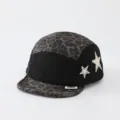 Kinder Baseballcap mit Leo-Muster und schwarzem Kord, Stern-Patches und weichem Schirm. - 50cm Verstellbar Passend Für 1-3 Jahre / Leopardenmuster mit Stern / Schwarz