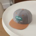 Kids flat brim hat hip hop baseball cap with stylish striped design for autumn daily wear. - 52cm Adjustable / Striped Gray