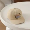 Kids flat brim baseball cap solid color casual hip hop hat with cute embroidery letters - 52cm Adjustable / Beige