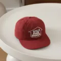 Red kids flat brim baseball cap with embroidered letter design for stylish street dance outfits. - 52cm Adjustable / Dark Red