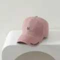 Kinder Washed Baseball Cap mit Buchstaben Stickerei rosa Sonnenhut casual verstellbar - 3-10 Jahre (Kopfumfang 50-54cm) / Hellrosa