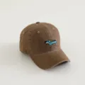 Brown washed cotton kids baseball cap with cute blue dog embroidery variant style - 3-8 Years / Brown