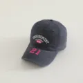 Gorra de beisbol para ninos algodon lavado gris oscuro numero bordado 21 sombrero de proteccion - 3-10 Años (Circunferencia de Cabeza 49-53cm) / Gris oscuro
