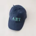 Children corduroy baseball cap with green embroidered letters AEI, casual autumn style. - 3-10 Years / Big A Style / Blue