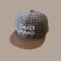 Gorra De Béisbol Con Visera Plana Bordada A Cuadros Para Niños Niñas Deportes Gorra - 3-8 Años (Ref Circunferencia de Cabeza 50-54cm) / Cuadros Café
