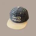 Gorra plana a cuadros bordada para niños, sombrero de béisbol negro y blanco elegante. - 3-8 Años (Ref Circunferencia de Cabeza 50-54cm) / Cuadros Negros