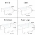 White metal storage shelf stackable desktop organizer size chart with multiple dimensions. - Large (47*28*21cm) / Storage Rack (Detachable)
