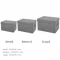 Cotton linen storage box fabric organizer with lid clothes storage basket for home 3pcs - M / Gray