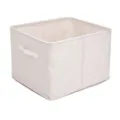Opbergdoos van stof opvouwbaar linnen look, kleding organizer opbergmand met handvat thuis. - Groot 28x22x15cm / Gebroken Wit