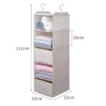 Hangende kledingkast organizer met 2 lades, opvouwbare opbergtas voor kledingkast 112cm - Beige 5-Laags + 2 Laden